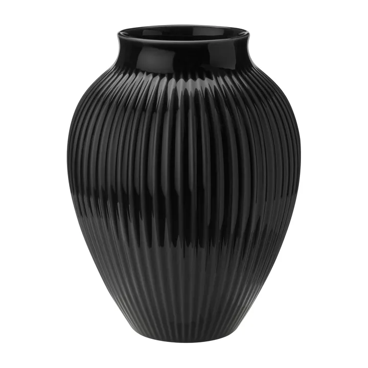 Knabstrup 罗纹花瓶27cm - 黑色 - Knabstrup Keramik