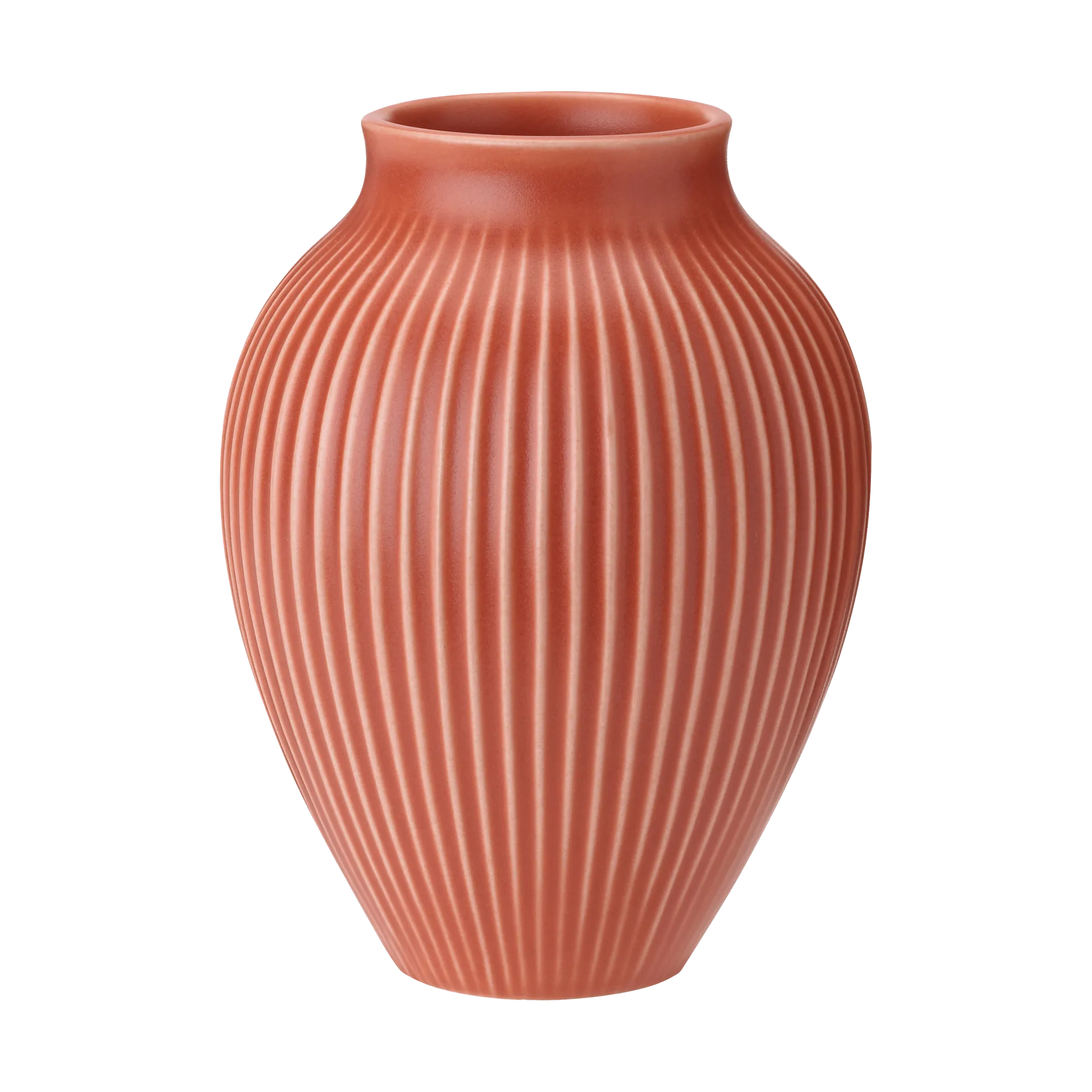 Knabstrup 罗纹花瓶27cm, 珊瑚色 Knabstrup Keramik
