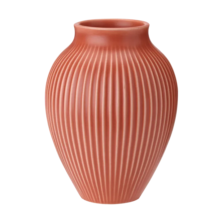 Knabstrup 罗纹花瓶27cm - 珊瑚色 - Knabstrup Keramik