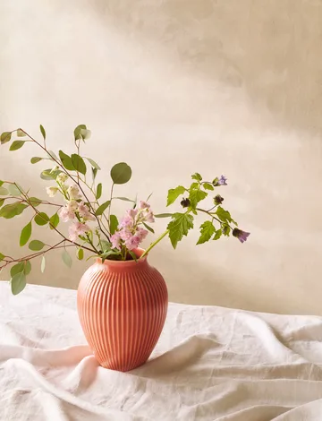 Knabstrup 罗纹花瓶27cm - 珊瑚色 - Knabstrup Keramik