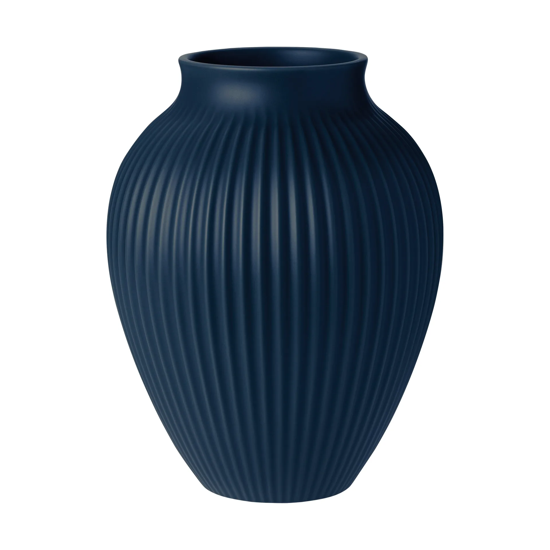 Knabstrup 罗纹花瓶27cm, 深蓝色 Knabstrup Keramik