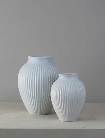 Knabstrup 罗纹花瓶27cm - 冰蓝色 - Knabstrup Keramik