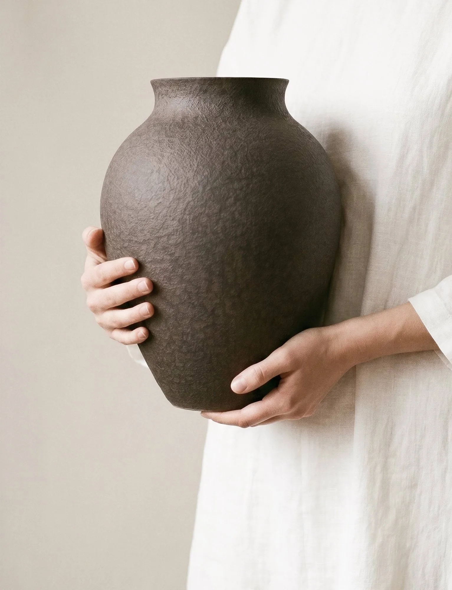 Knabstrup 花瓶 27cm, 树皮 Knabstrup Keramik