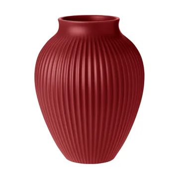 Knabstrup 罗纹花瓶27cm - 柔和樱桃红色 - Knabstrup Keramik