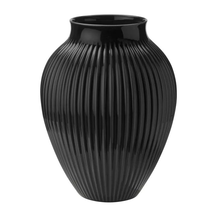 Knabstrup 凹槽花瓶35cm - 黑色 - Knabstrup Keramik