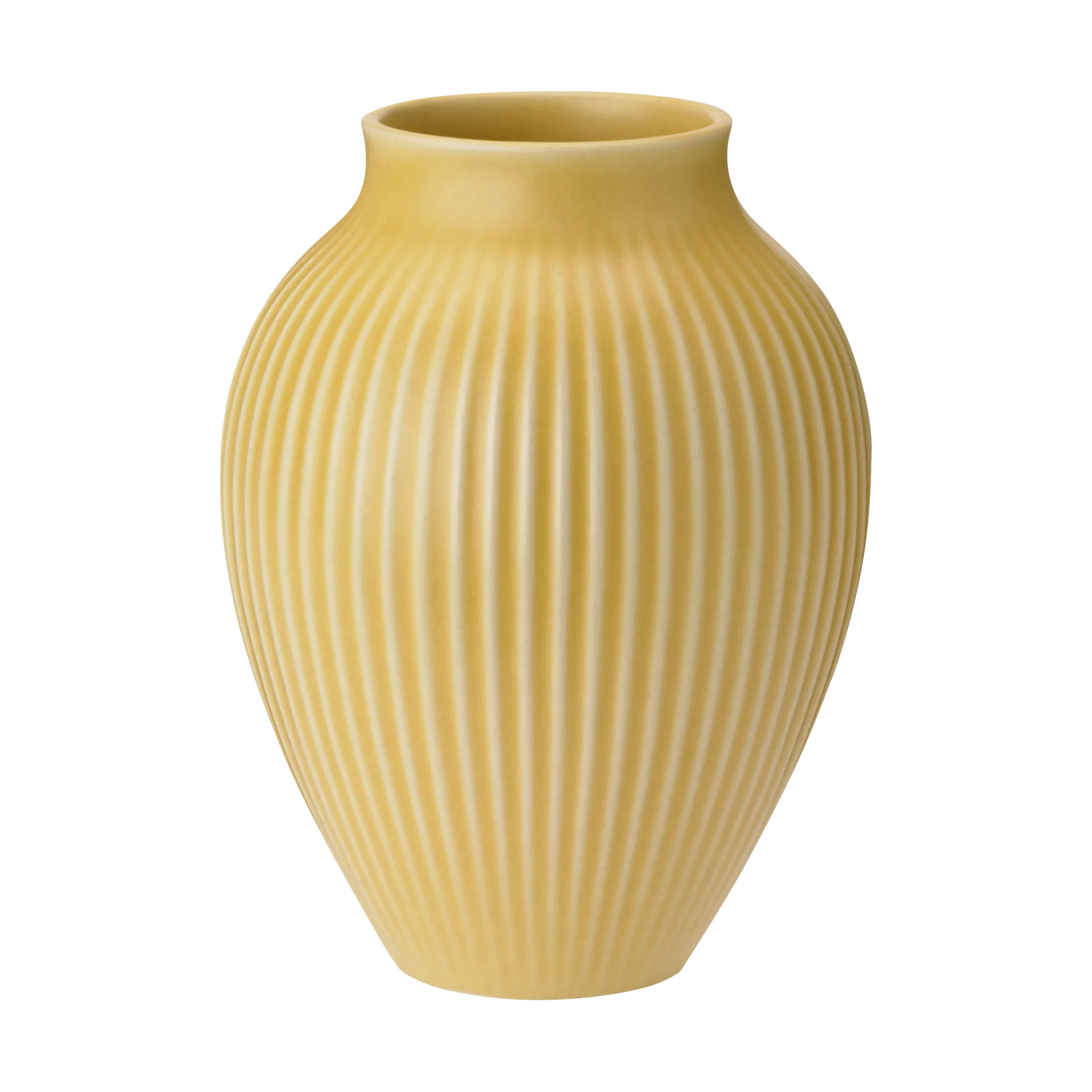 Knabstrup 花瓶 ribbed 12.5 cm, 黄色 Knabstrup Keramik