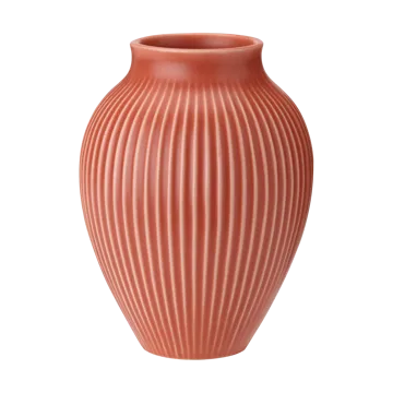 Knabstrup 花瓶 ribbed 20 cm - 珊瑚红 - Knabstrup Keramik