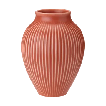 Knabstrup 花瓶 ribbed 27 cm - 珊瑚红 - Knabstrup Keramik