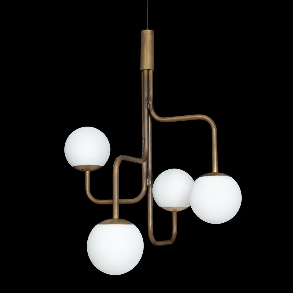 Strapatz 球形吊灯 Ø57.5cm, 原黄铜_乳白玻璃 Konsthantverk
