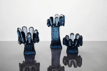 向日葵圆形玻璃烛台 11.5cm - 蓝色 - Kosta Boda