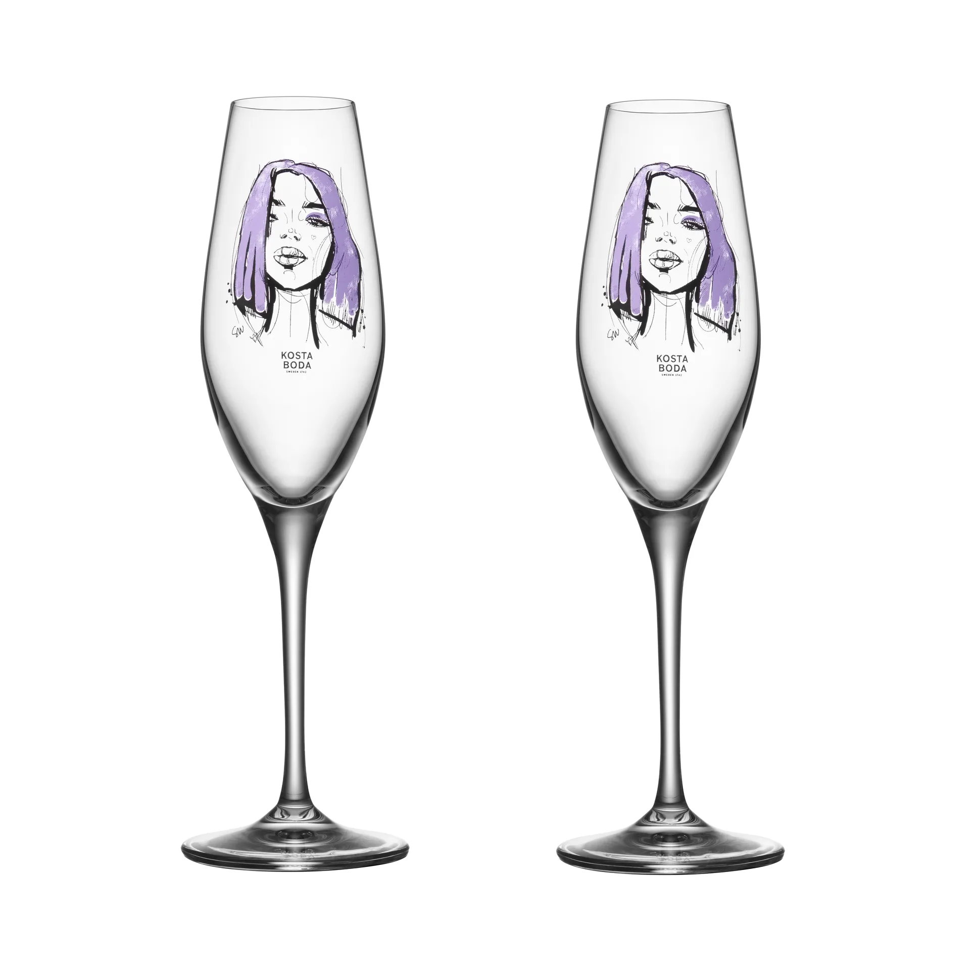 All about you 香槟杯 240ml 2件装, 永远是我的 Kosta Boda