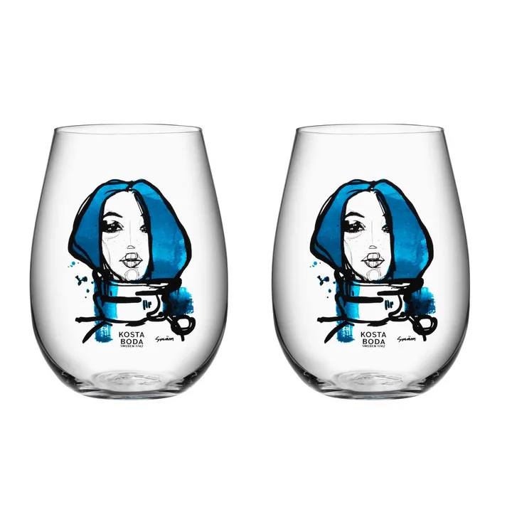 All about you 玻璃杯 570ml 2件装 - 想你_蓝色 - Kosta Boda