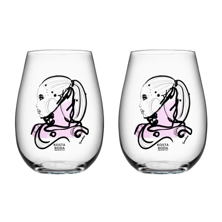 All about you 玻璃杯 570ml 2件装 - 爱你_粉色 - Kosta Boda