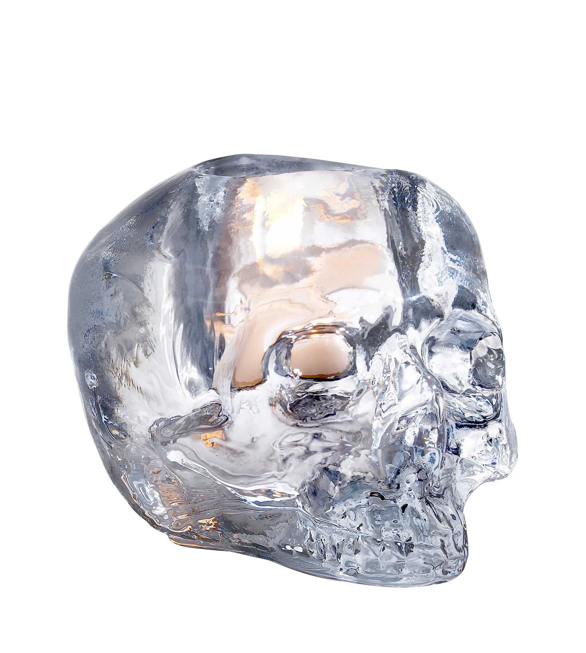 Kosta Boda 骷髅造型手工艺术玻璃烛台, clear glass Kosta Boda