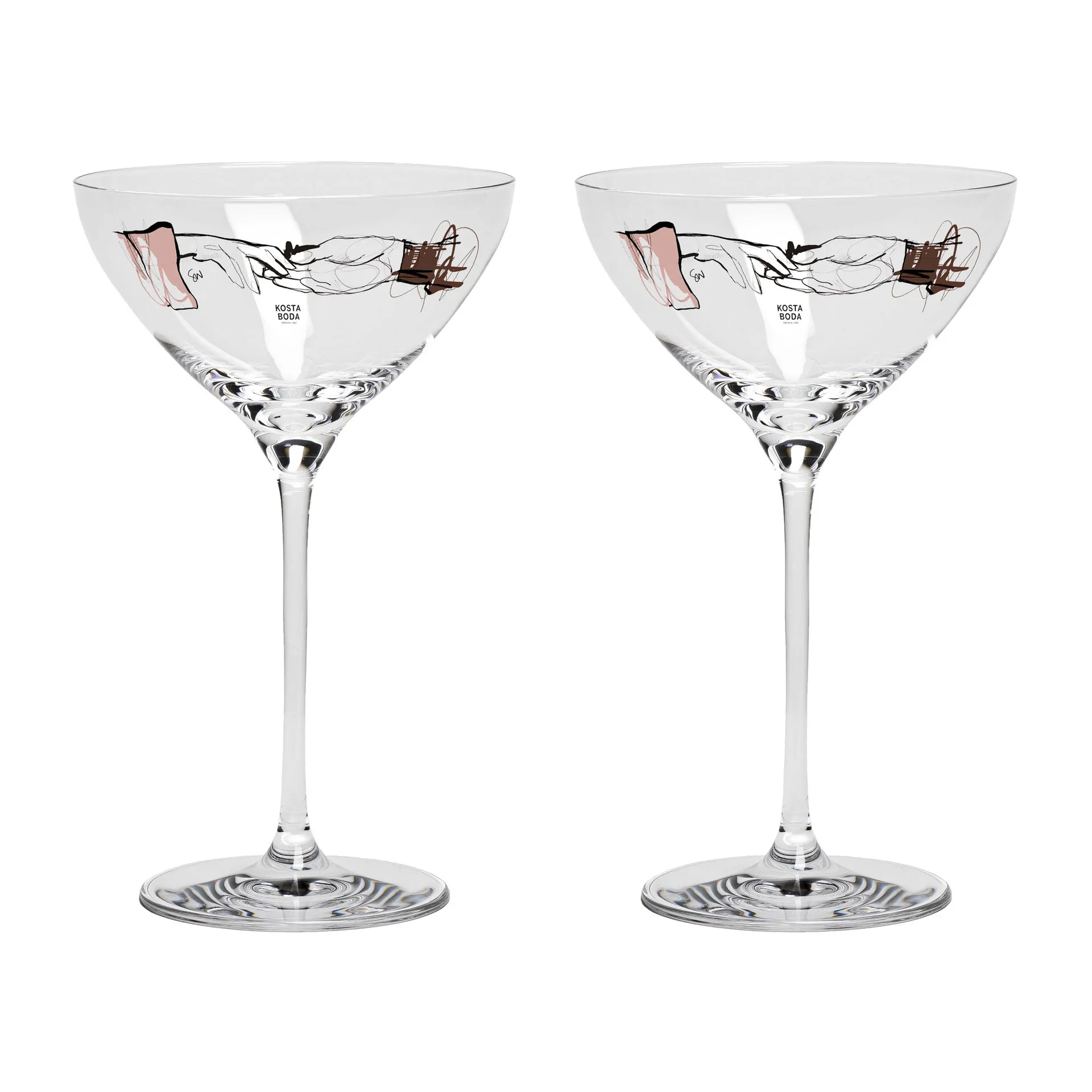 You and me together 香槟杯 320ml 两件装, 透明_多色 Kosta Boda