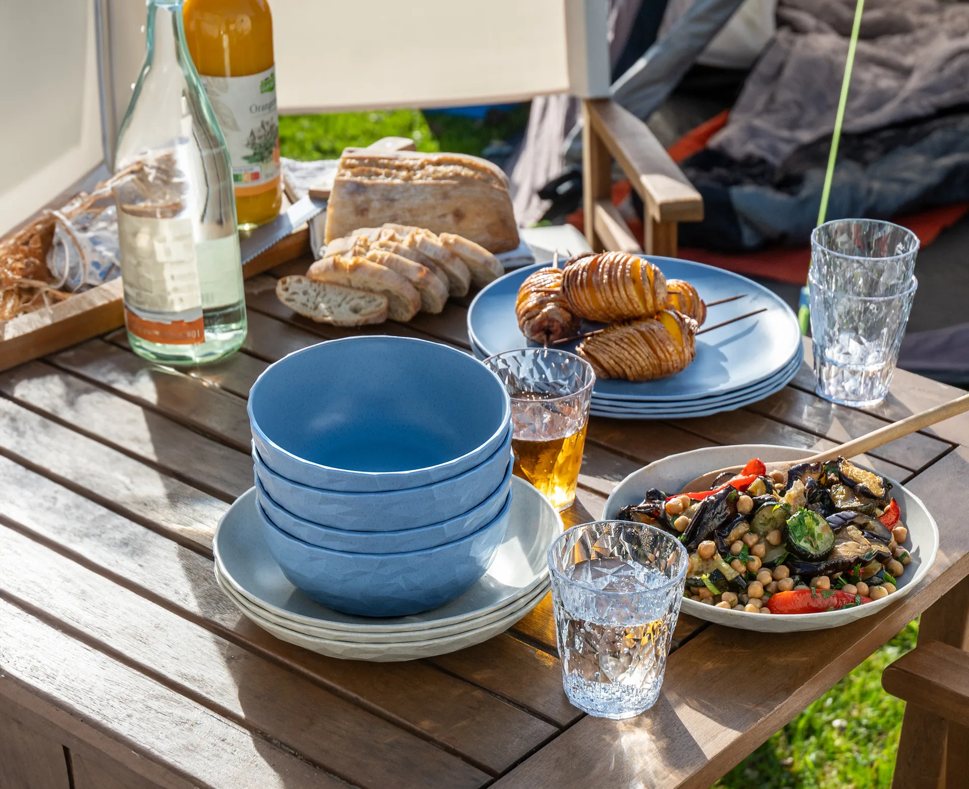 Club 碗 Ø16.2 cm 四件套装 biocircular thermoplastic, Nature flower 蓝色 Koziol