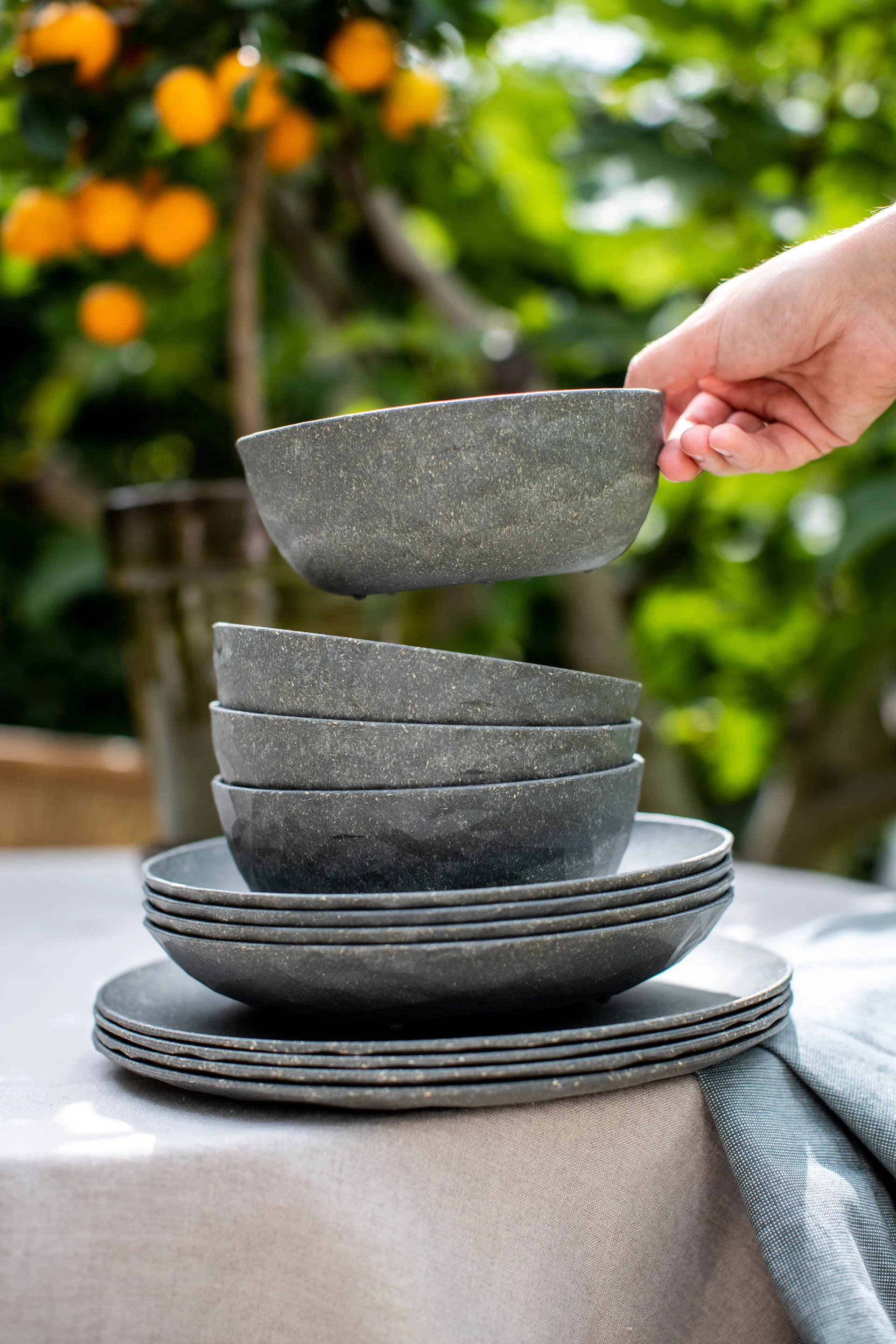 Club 碗 Ø16.2 cm 四件套装 biocircular thermoplastic, Nature 白蜡木 灰色 Koziol