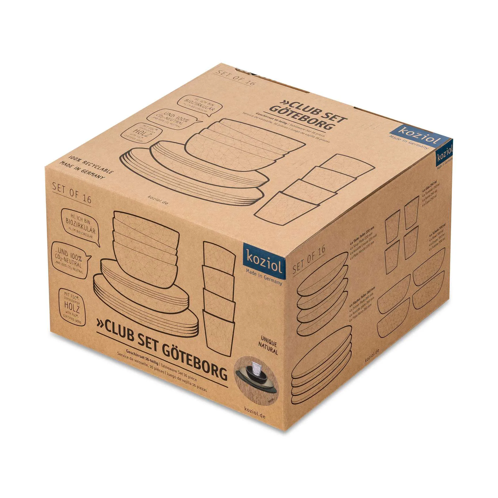 Club Göteborg 套装 16件 biocirular thermoplastic, 彩色 Koziol