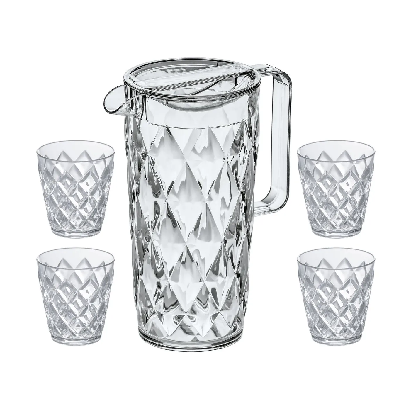 Crystal 水瓶/玻璃水瓶 incl 4 glasses, Crystal 透明 Koziol