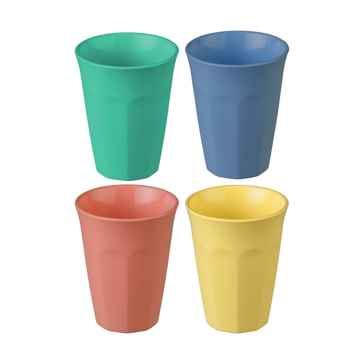 Nora 杯子 M 30 cl 四件套装 - Blue-coral-green-yellow - Koziol