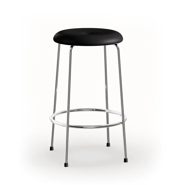 凳子 barstool - 黑色 皮革-铬合金底座, 63 cm - Lammhults