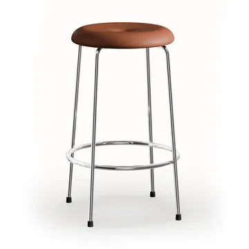 凳子 barstool - 琥珀棕色 皮革–chromed frame, 63 cm - Lammhults