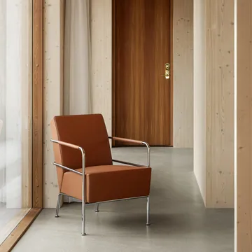 Cinema 扶手椅 - Elmo Nordic 皮革 琥珀棕色–镀铬色 frame - Lammhults