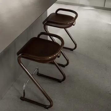 S70-3 bar 凳子 - Elmo Nordic 皮革 琥珀棕色–镀铬色 frame - Lammhults