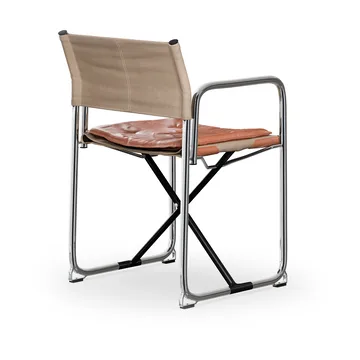 X75-2 扶手椅 - 亚麻色 weave 原色/自然色-Elmo Nordic 皮革 琥珀棕色-镀铬色 legs - Lammhults