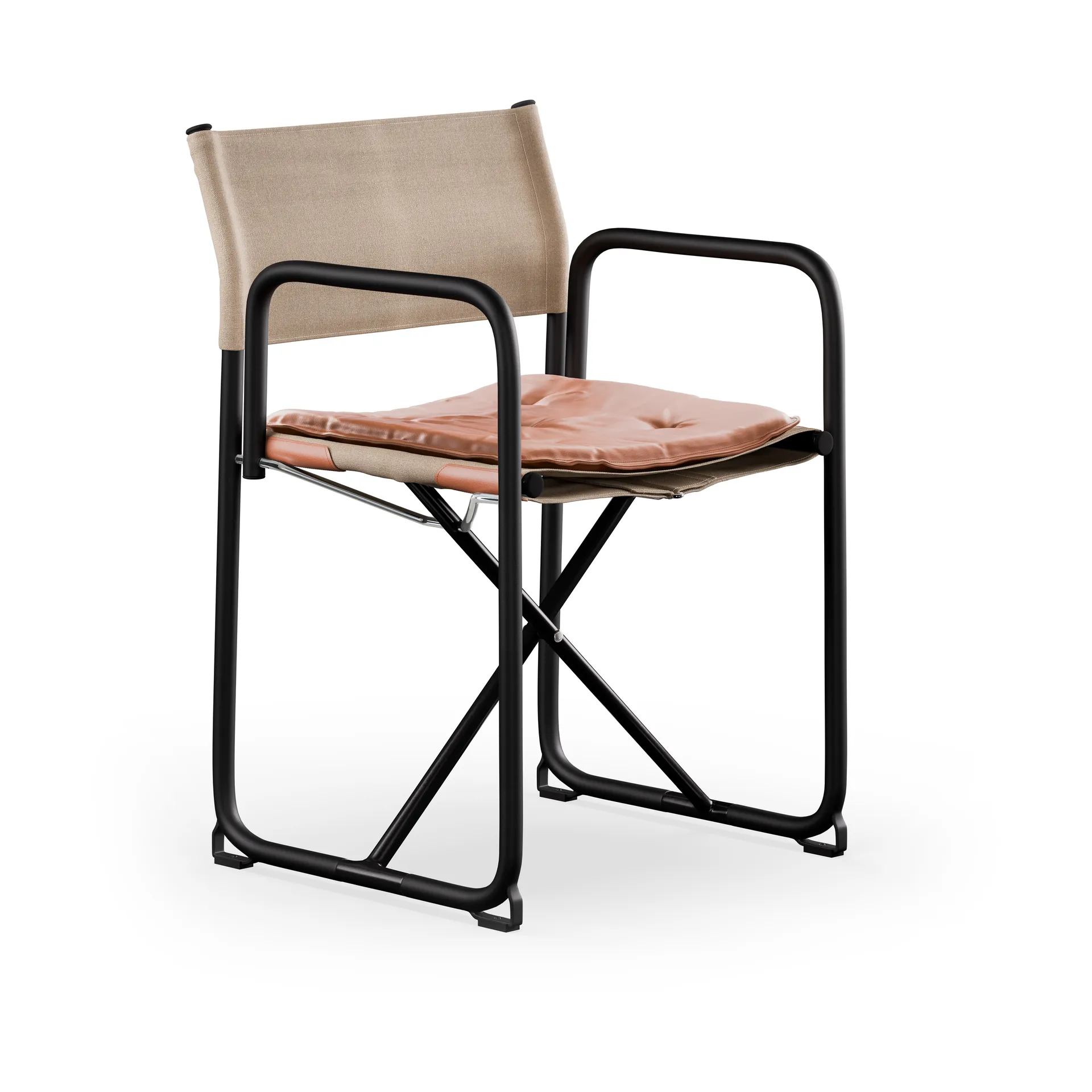 X75-2 扶手椅, 亚麻色 weave 原色/自然色-Elmo Nordic 皮革 琥珀棕色-黑色 legs Lammhults