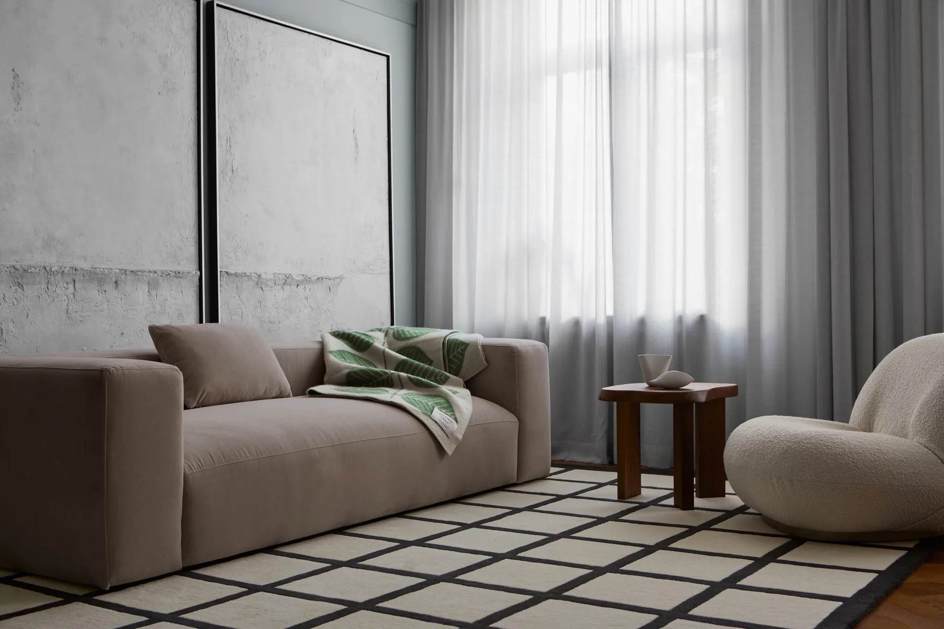 Avenue Checked Bone 羊毛 地毯, 白色. 300x400 cm Layered