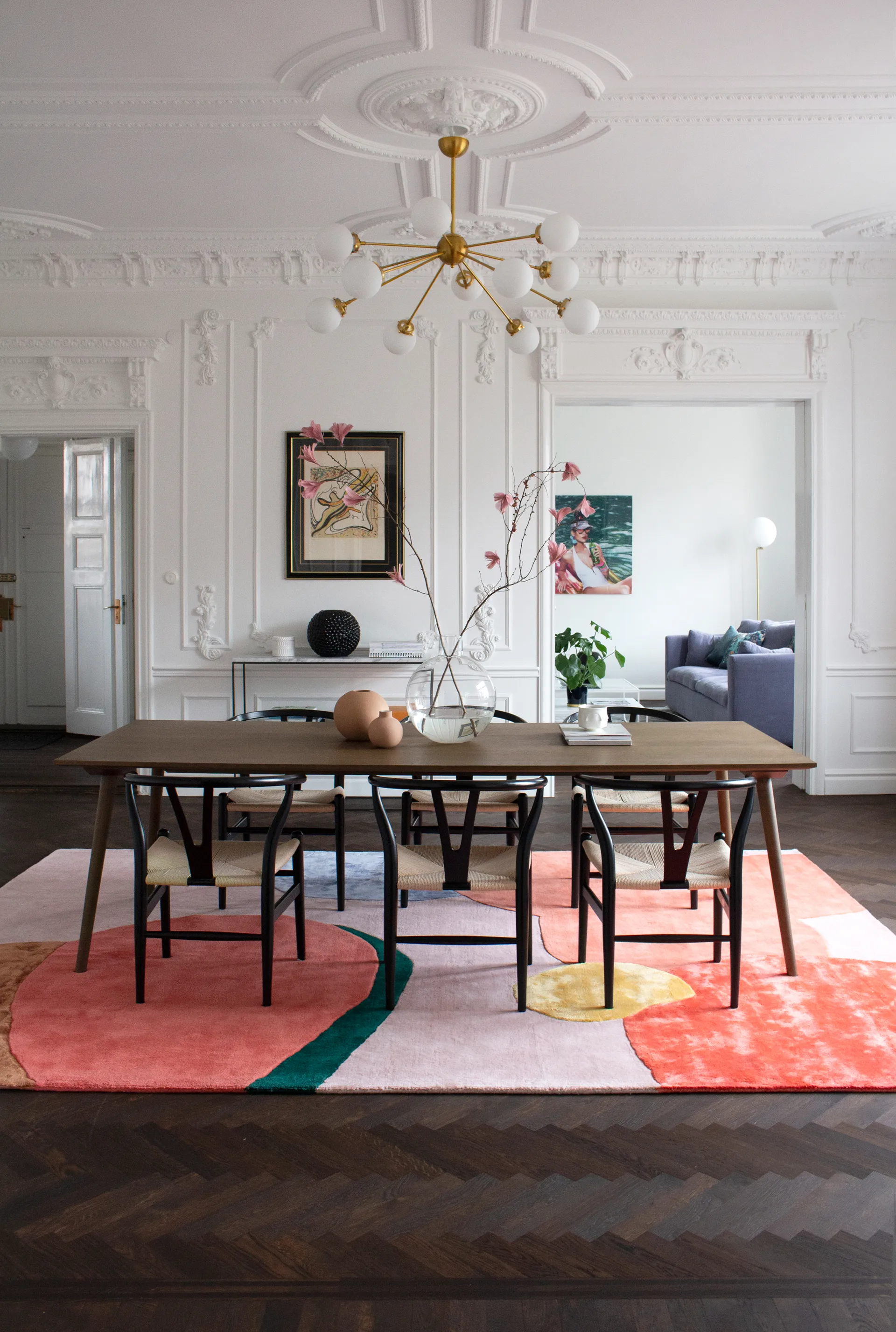 Flower Field 羊毛地毯 180x270 cm, 粉色 Layered