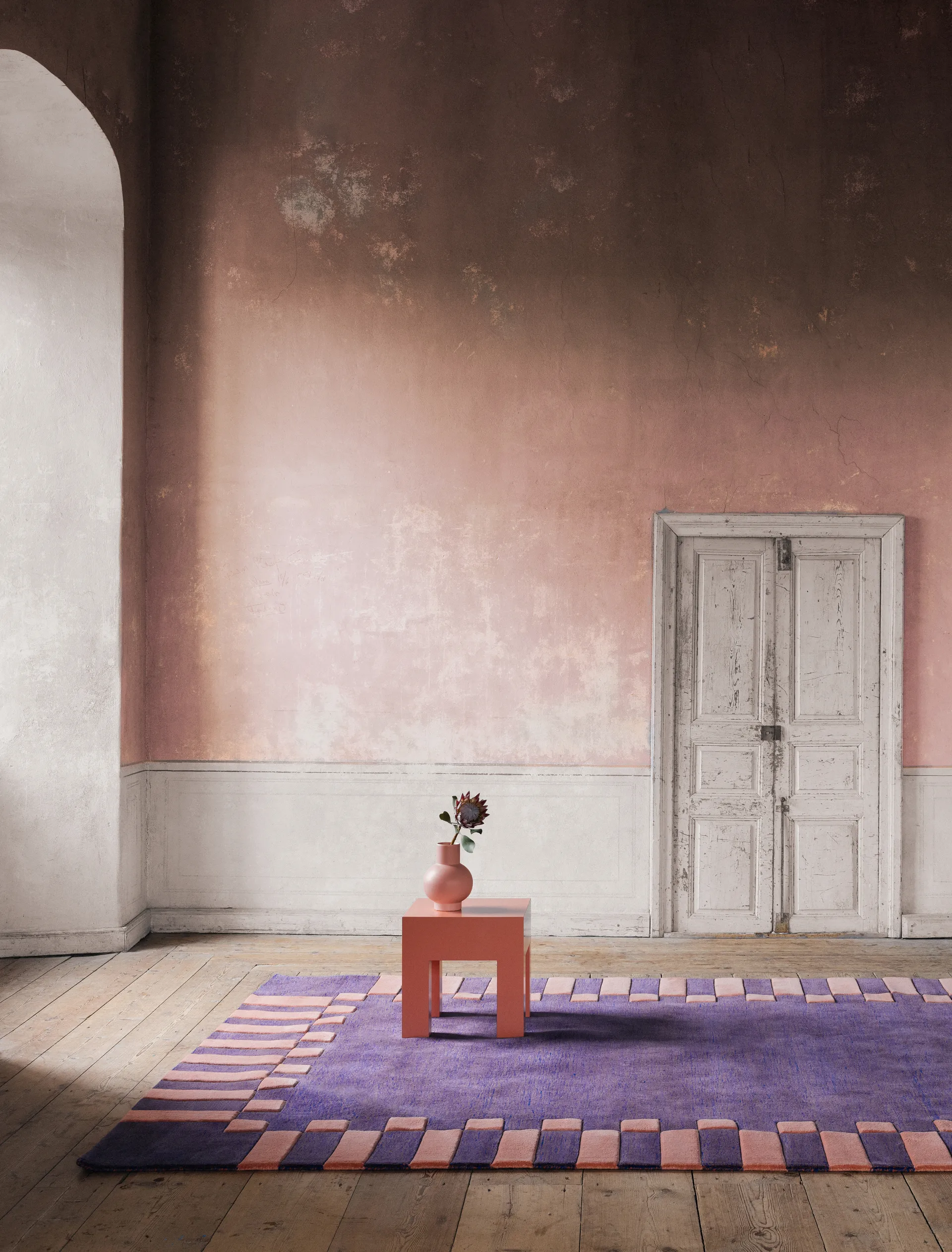 Teklan 框架 羊毛地毯, 钴蓝色 鲑红, 180x270 cm Layered