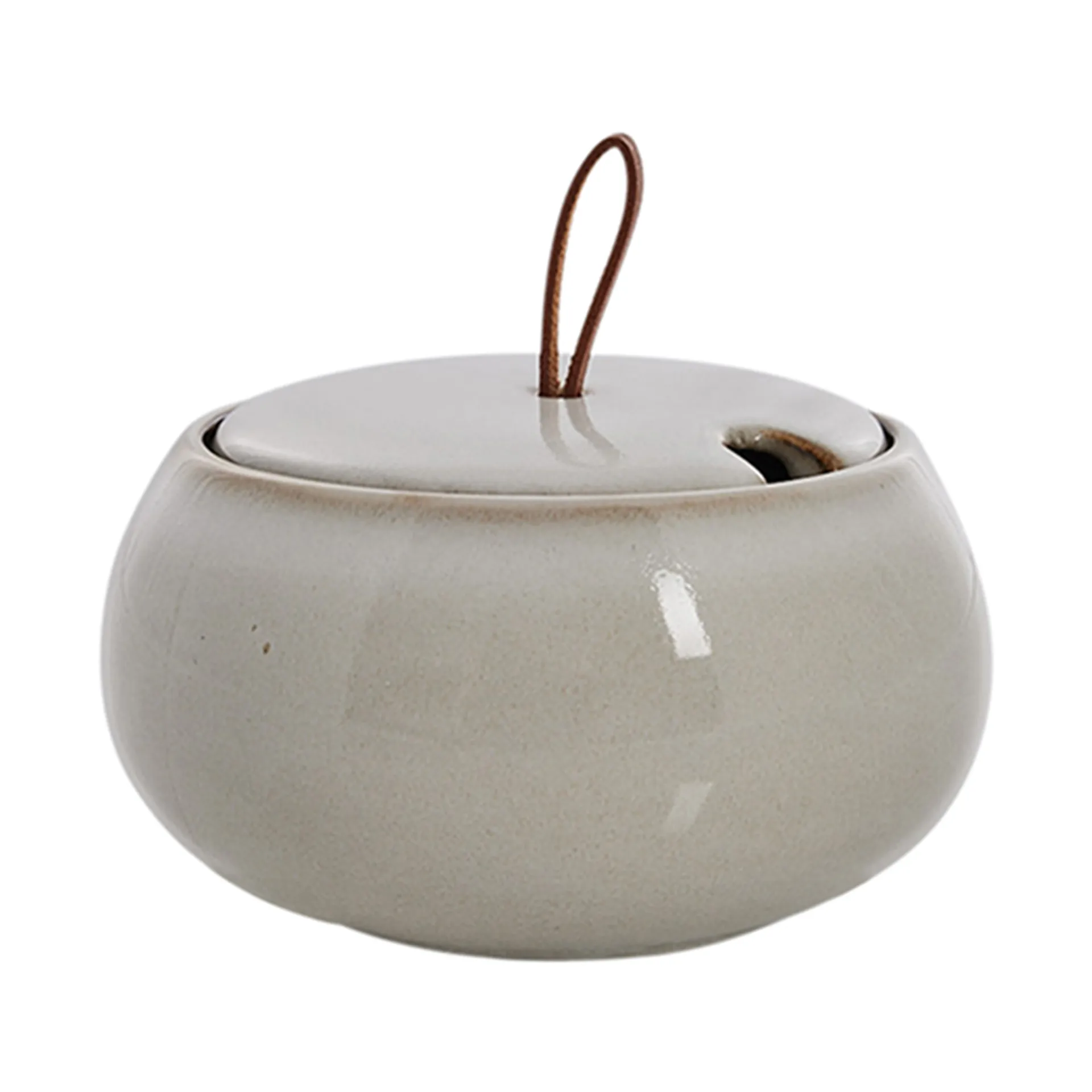 Amera sugar bowl with lid Ø13 cm, 白色 沙色 Lene Bjerre