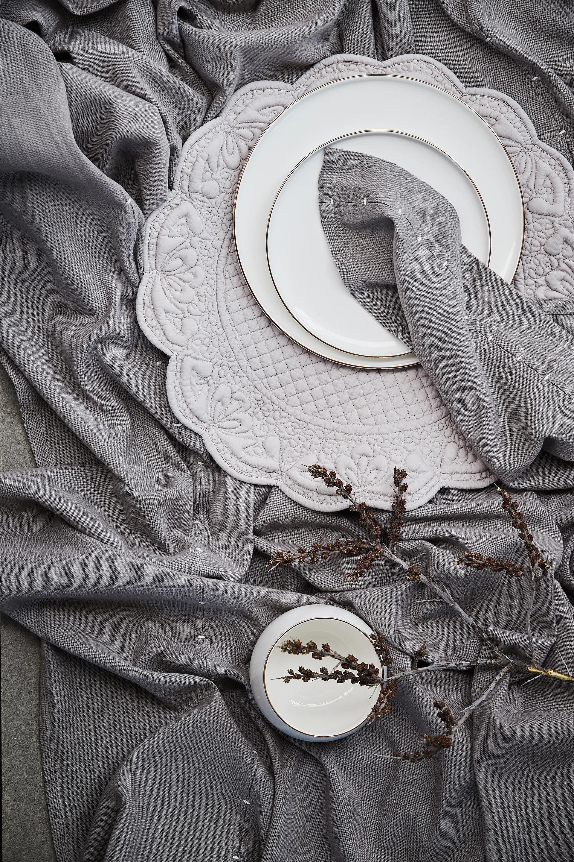 Clara 盘子 Ø20 cm, 白色-light gold Lene Bjerre