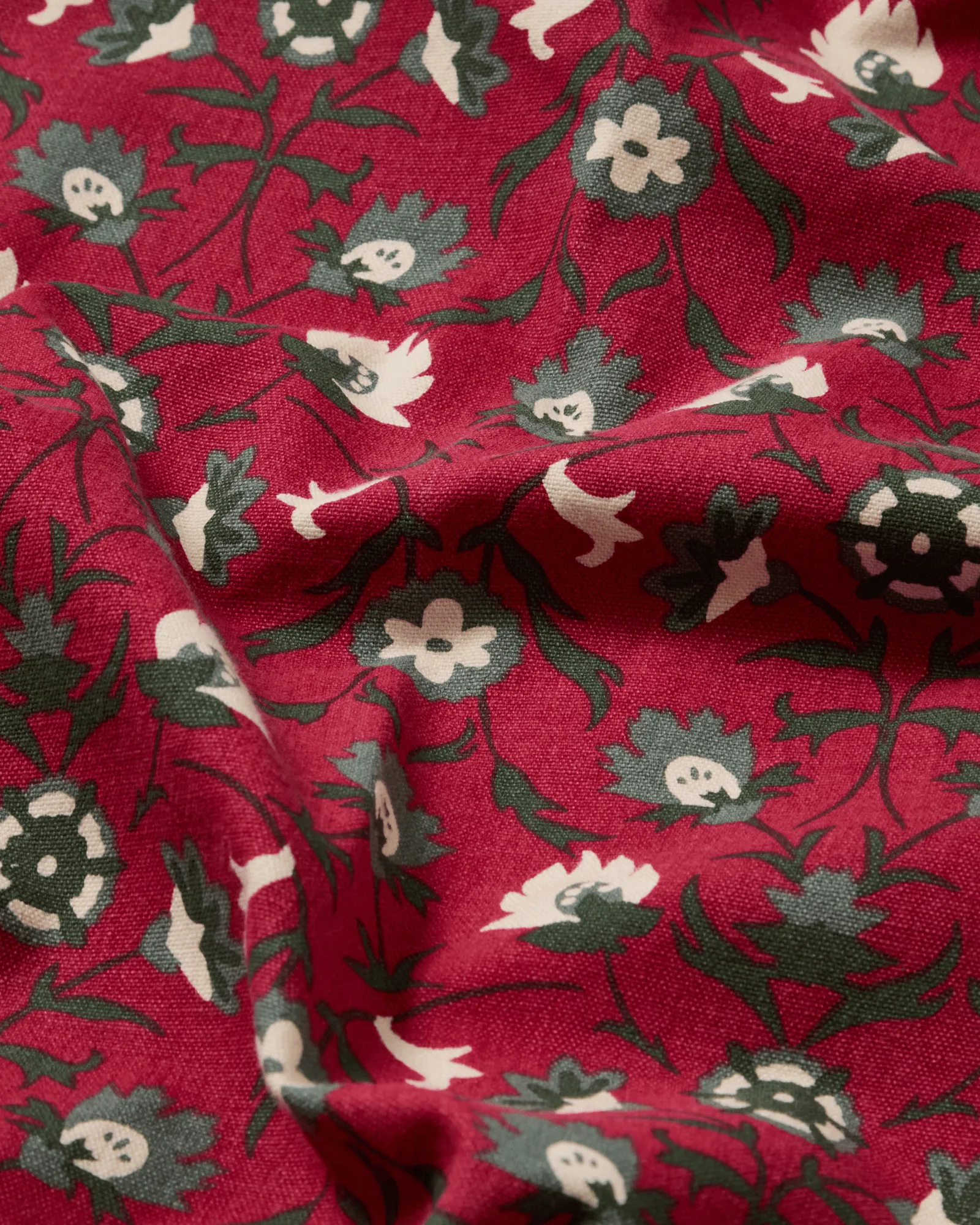 花卉印花 生态棉 桌布, 红色-米色-绿色，150x250cm Lexington