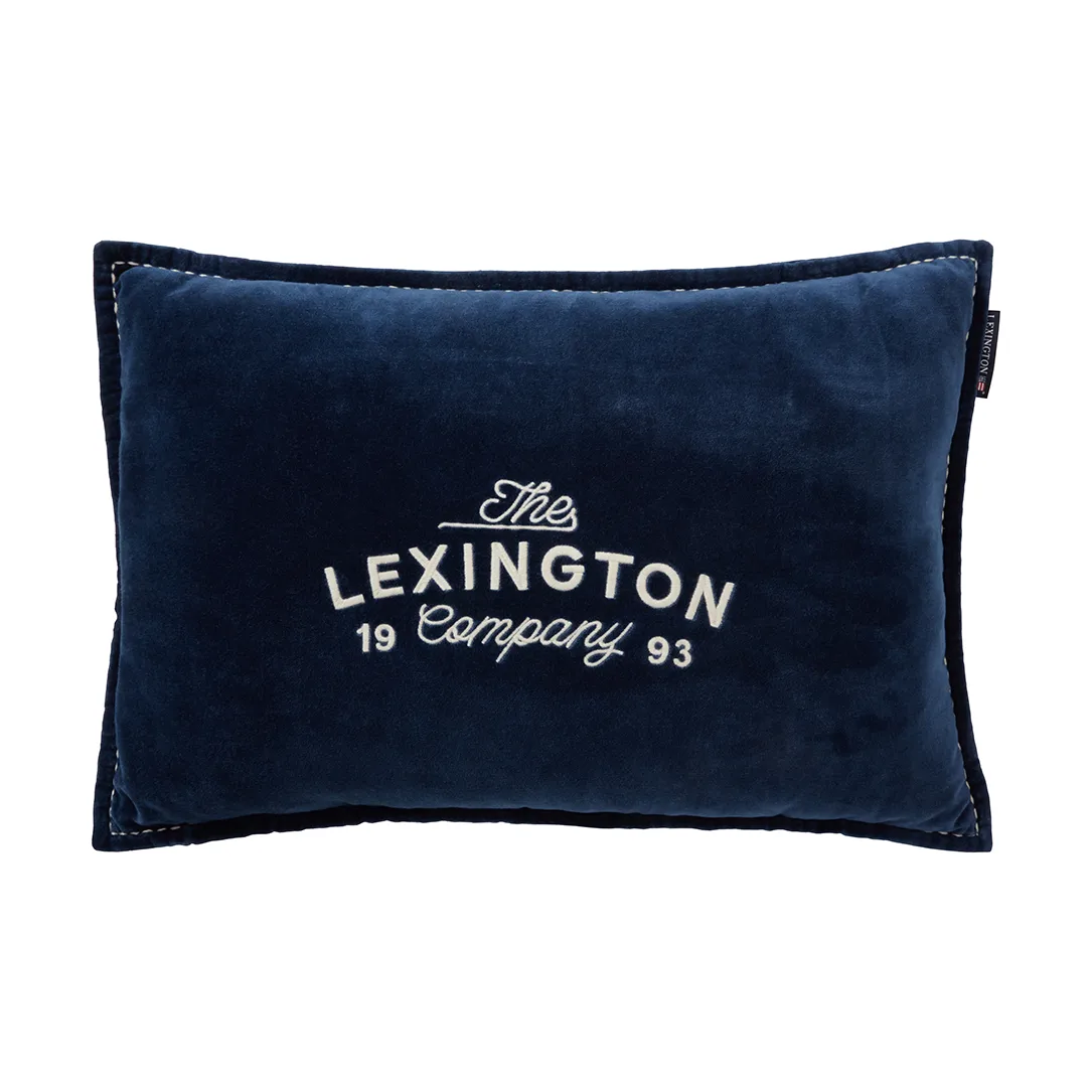 1993 Logo Organic Cotton Velvet 靠枕|靠垫 40x60 cm, Denim 蓝色 Lexington