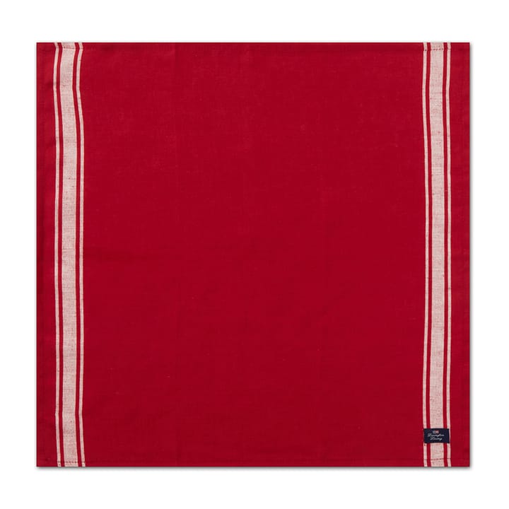 侧条纹棉麻餐巾 50x50 cm - 红色-白色 - Lexington