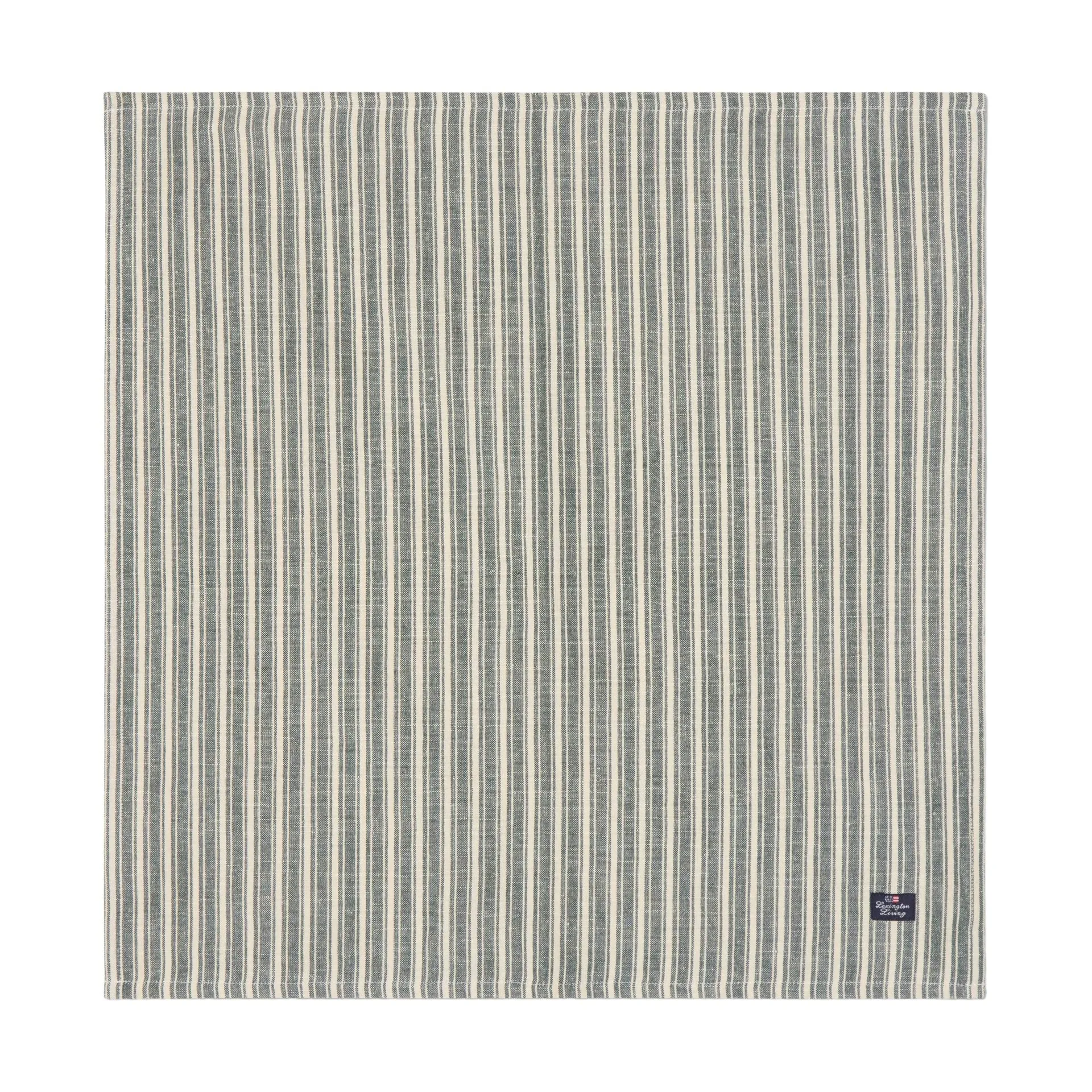 条纹亚麻餐巾, 绿色-浅米色，50x50cm Lexington