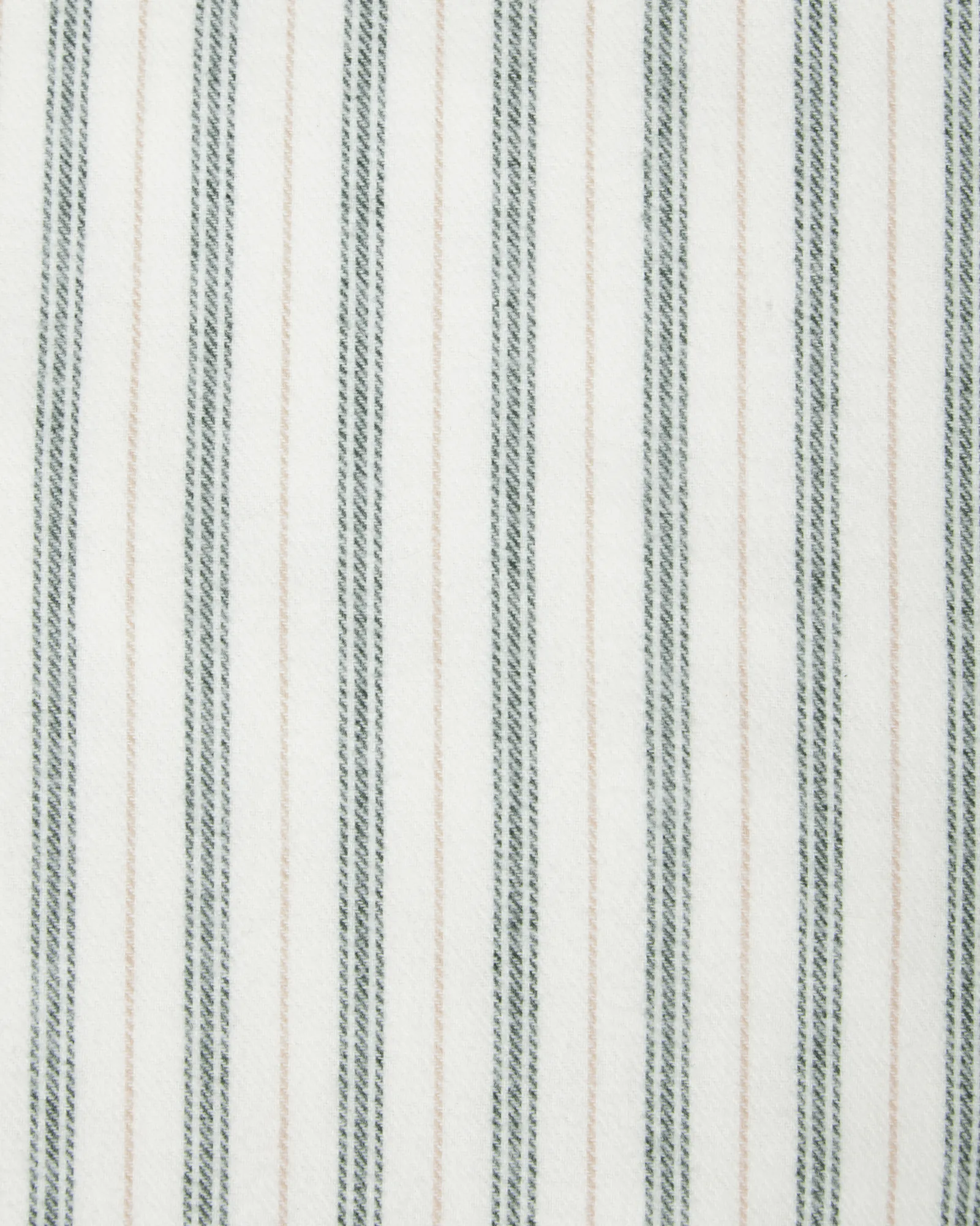 条纹纯棉法兰绒枕套, 白色-绿色-米色，50x60cm Lexington