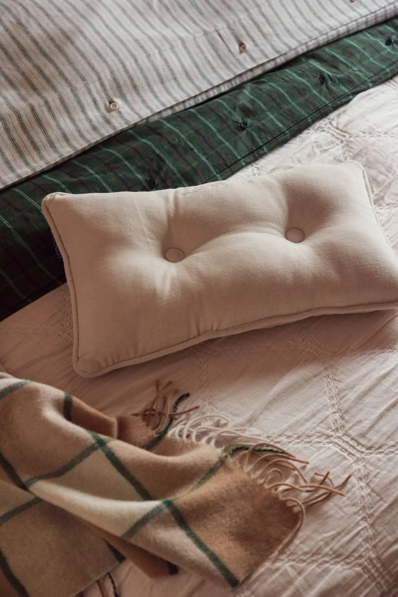 格纹纯棉平纹细布 床品套装, 绿色-海军蓝，50x60cm/150x210cm Lexington
