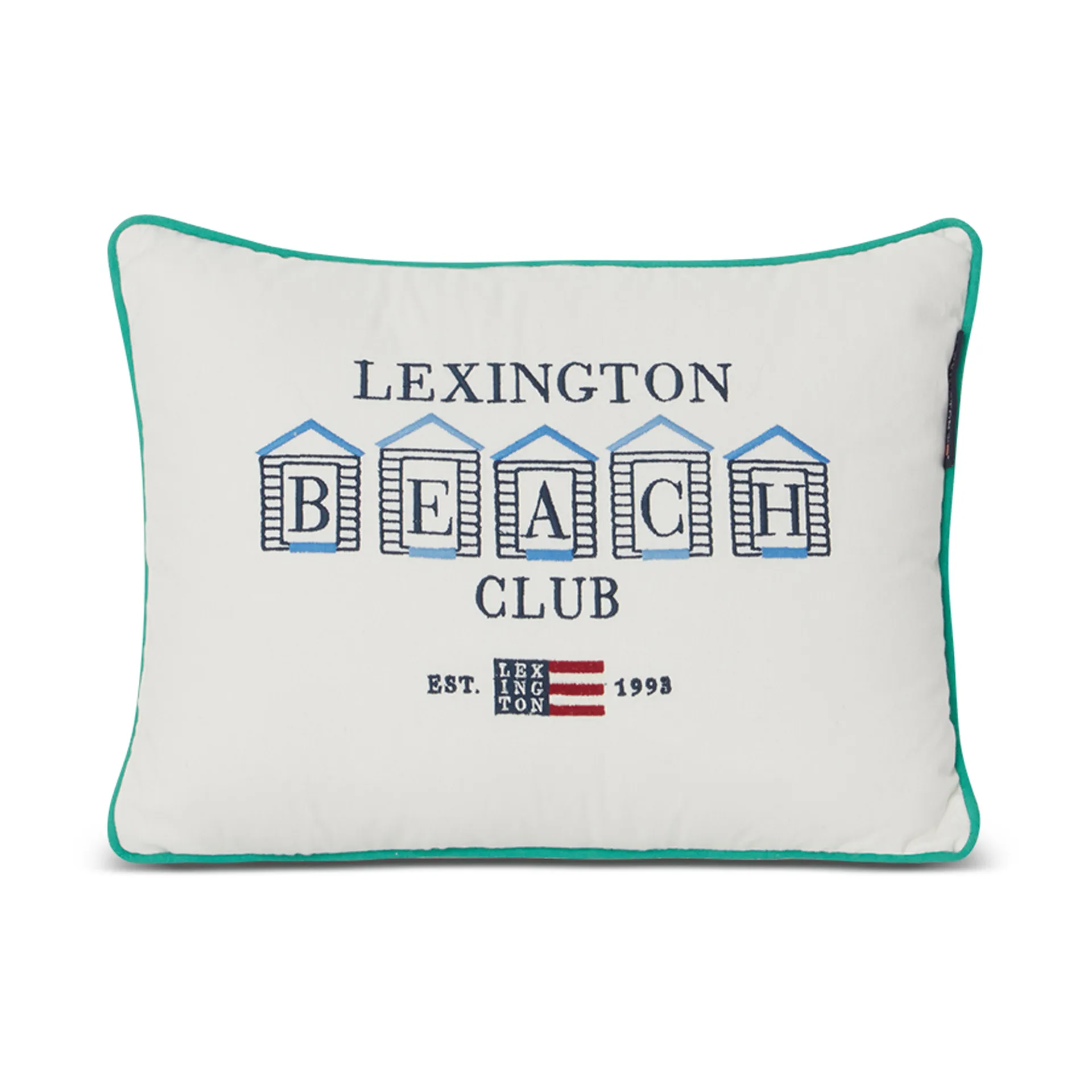 Beach Club 小 Embroidered 靠枕|靠垫 30x40 cm, Blue-white-green Lexington