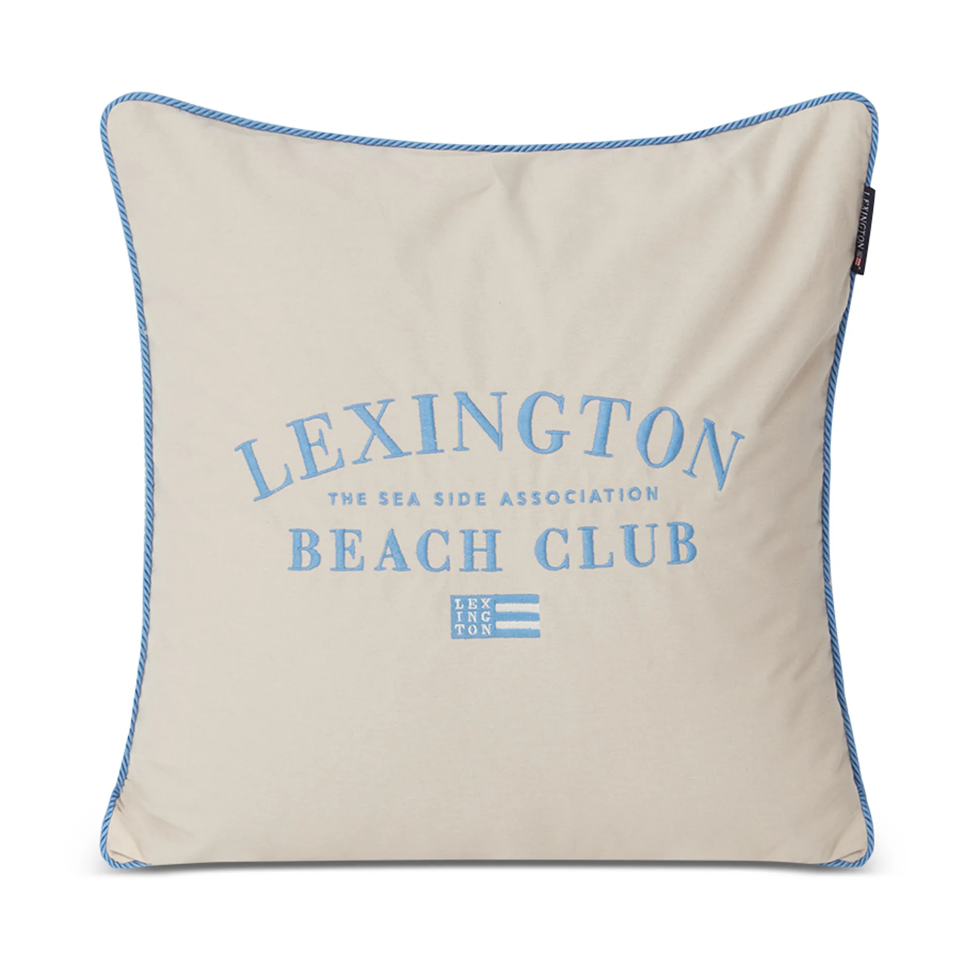Beach Club Embroidered 枕头套 50x50 cm, Beige-blue Lexington