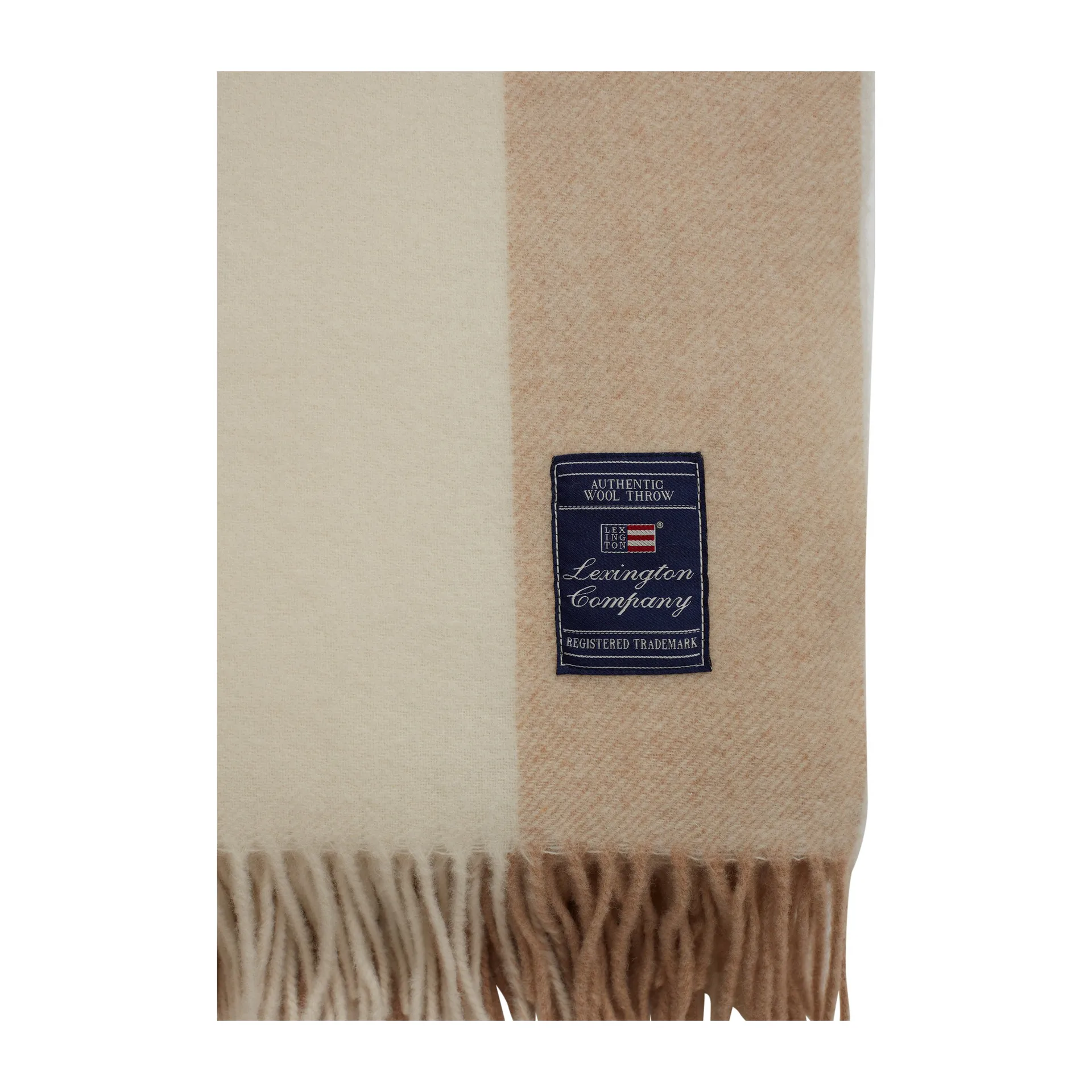 Block Striped Recycled 羊毛毯子 130x170 cm, 燕麦色-白色 Lexington