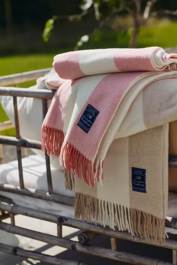 Block Striped Recycled 羊毛毯子 130x170 cm - 燕麦色-白色 - Lexington