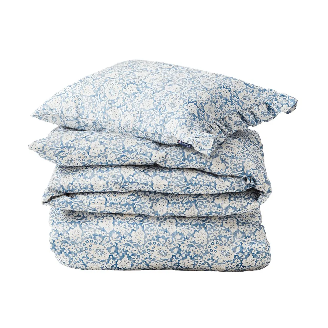 Blue Floral Printed Cotton Sateen 床上用品套装, 50x60 cm, 150x210 cm Lexington