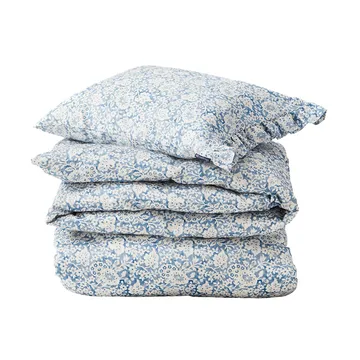 Blue Floral Printed Cotton Sateen 床上用品套装 - 50x60 cm, 150x210 cm - Lexington