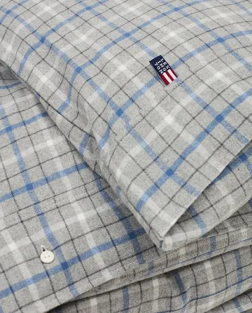 Checked cotton and flannel 被套 220x220 cm - Gray Melange/Blue/White - Lexington