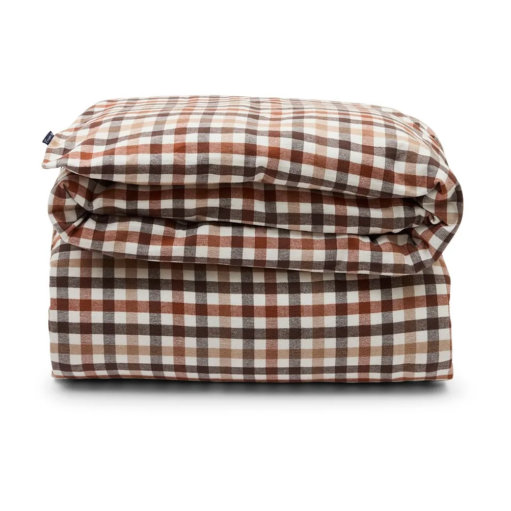 Checked cotton and flannel 被套 220x220 cm, Rustic Brown/Off White Lexington