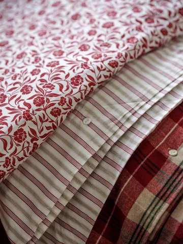 Checked cotton flannel 床上用品套装 - 红色-米色-绿色-白色 - Lexington
